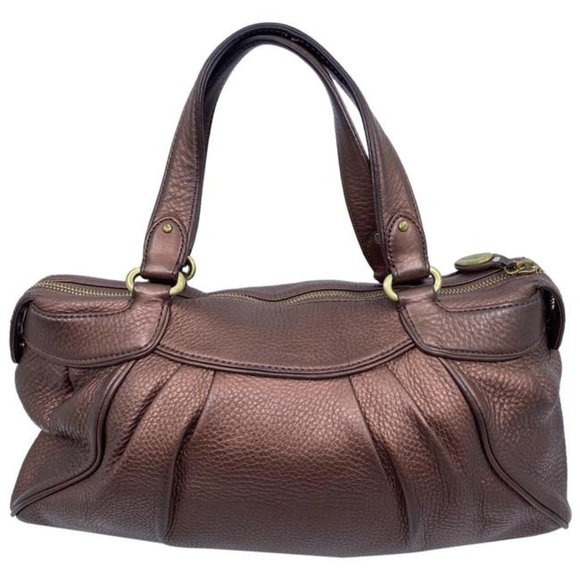 Cole Haan Zipper Snap Rose Leather Shoulder Bag - Picture 1 of 10